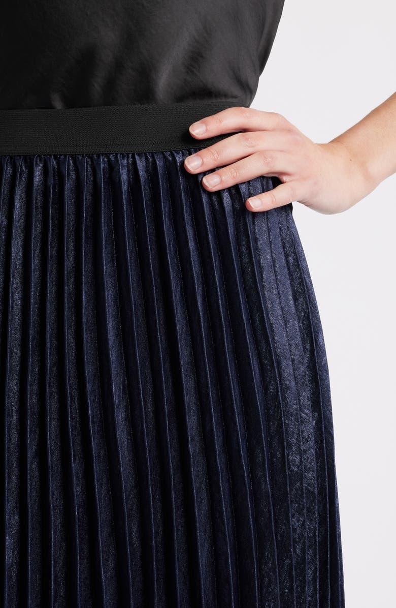 Caslon<sup>®</sup> Pleated Metallic Midi Skirt, Alternate, color, Navy Still Metallic