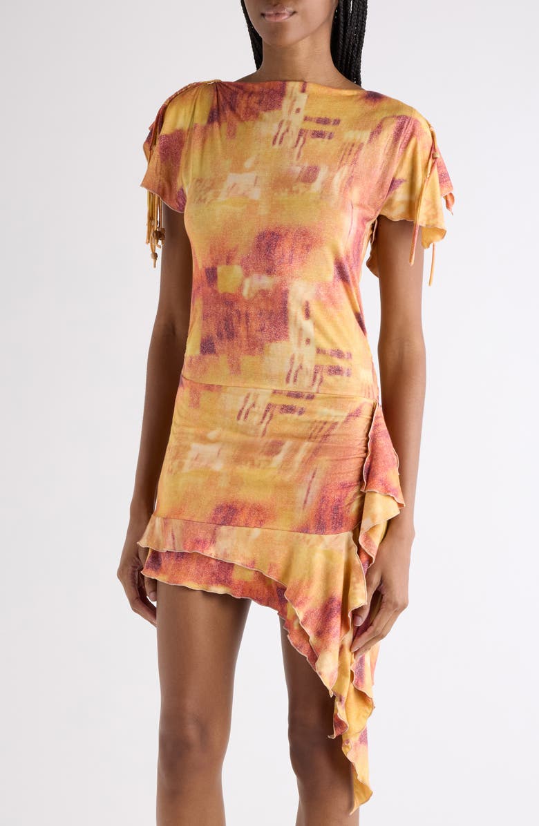 Isabel Marant Janick Draped Cotton Jersey Minidress, Alternate, color, Orange