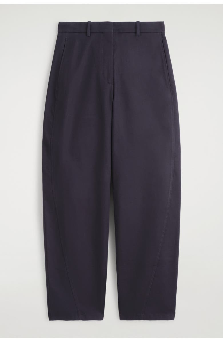 COS Barrel-Leg Cotton Chinos, Alternate, color, Navy