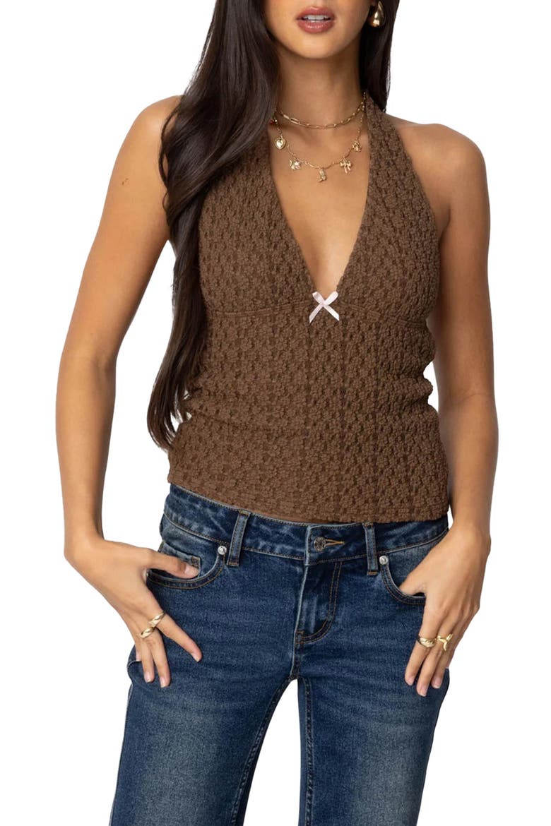 Willow Texture Halter Top, Main, color, BROWN