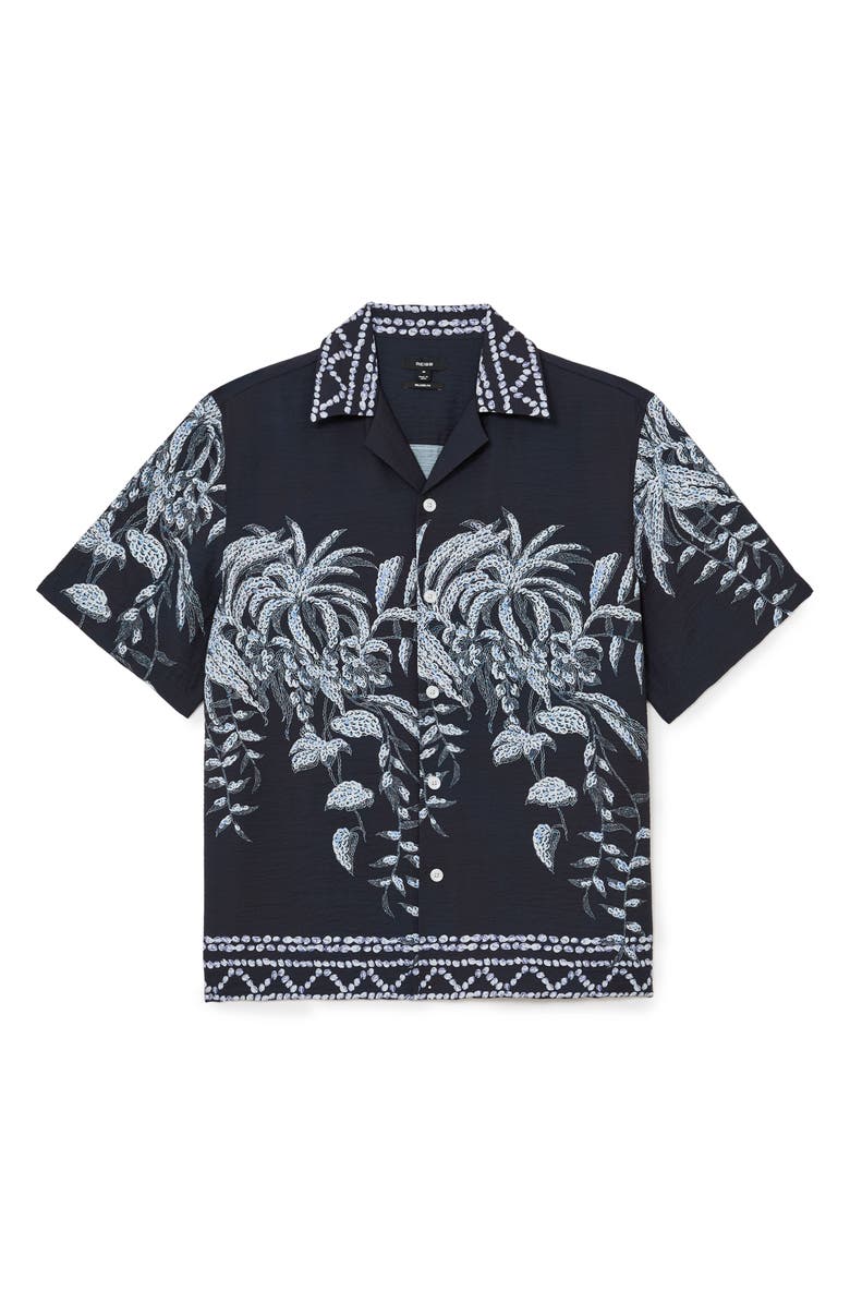 Reiss Camino Short Sleeve Button-Up Shirt, Alternate, color, Navy