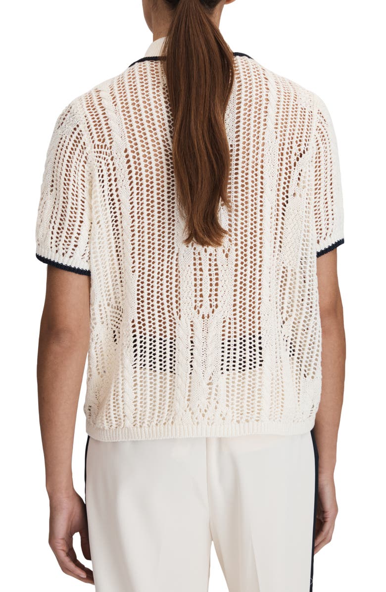 Reiss Erica Open Stitch Linen Button-Up Sweater, Alternate, color,