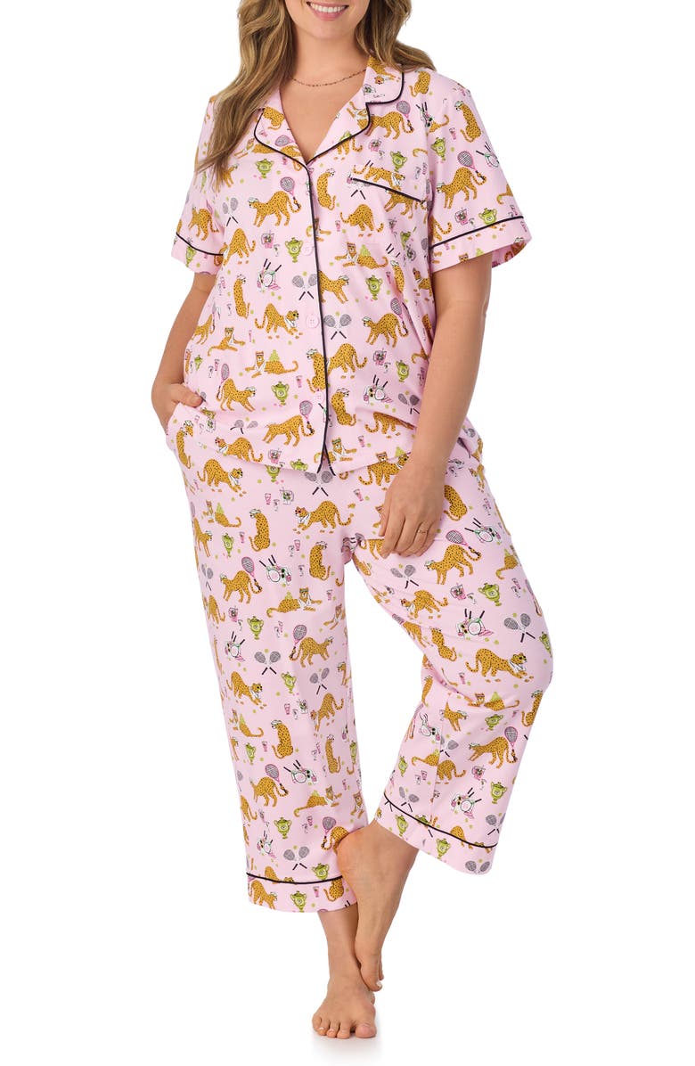 BedHead Pajamas Print Stretch Organic Cotton Jersey Crop Pajamas, Alternate, color,