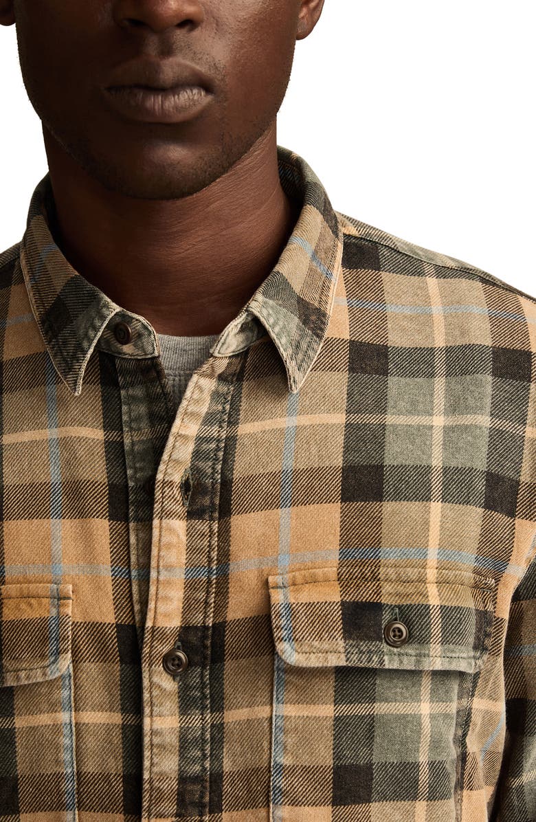 Lucky Brand Acid Wash Cotton Flannel Shirt, Alternate, color, Dijon Multi