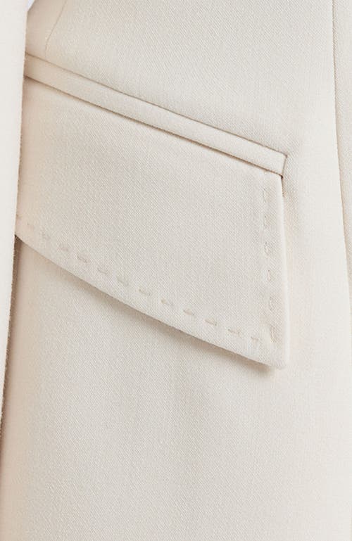 Santorelli Mimi Soft Stretch Crepe Double Button Open Flap Jacket In Neutral