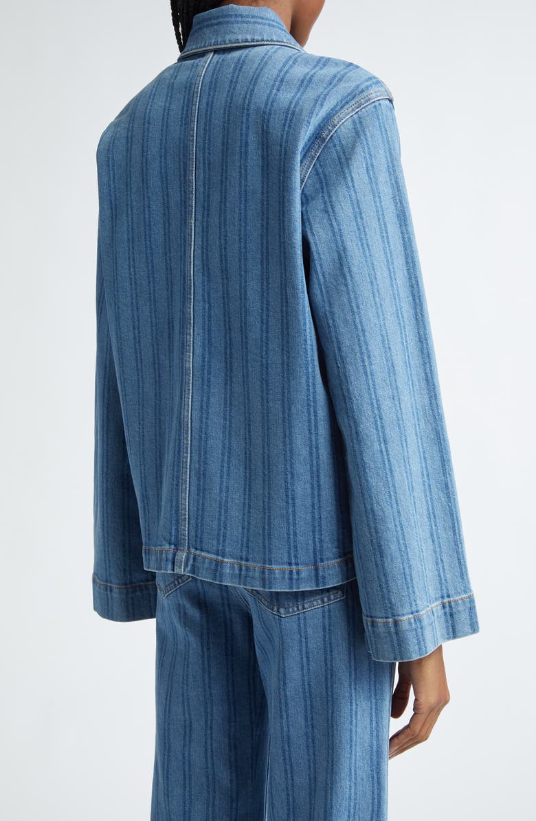 Veronica Beard Dahl Stripe Denim Chore Jacket, Alternate, color,
