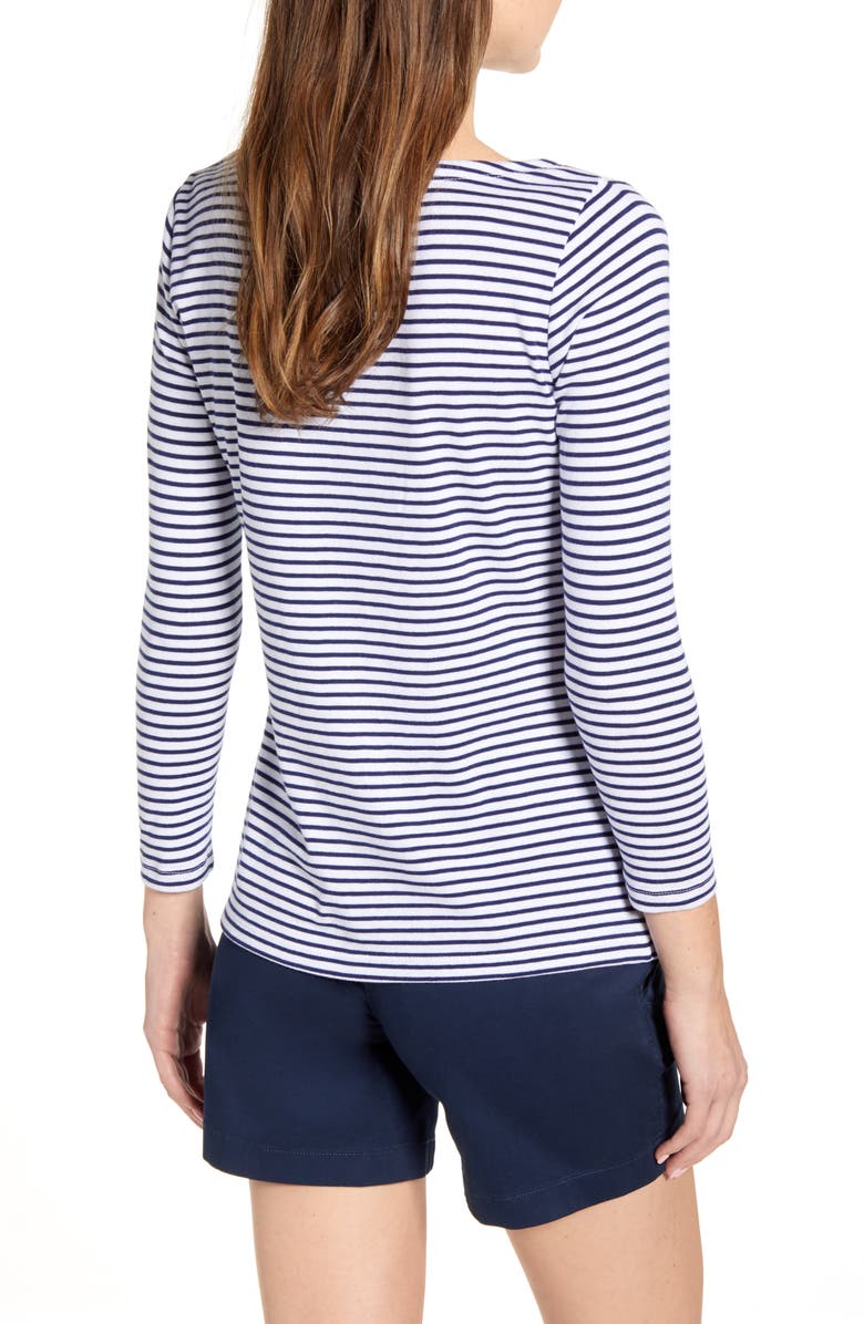 vineyard vines Stripe Simple Boatneck Cotton Blend Top, Alternate, color,