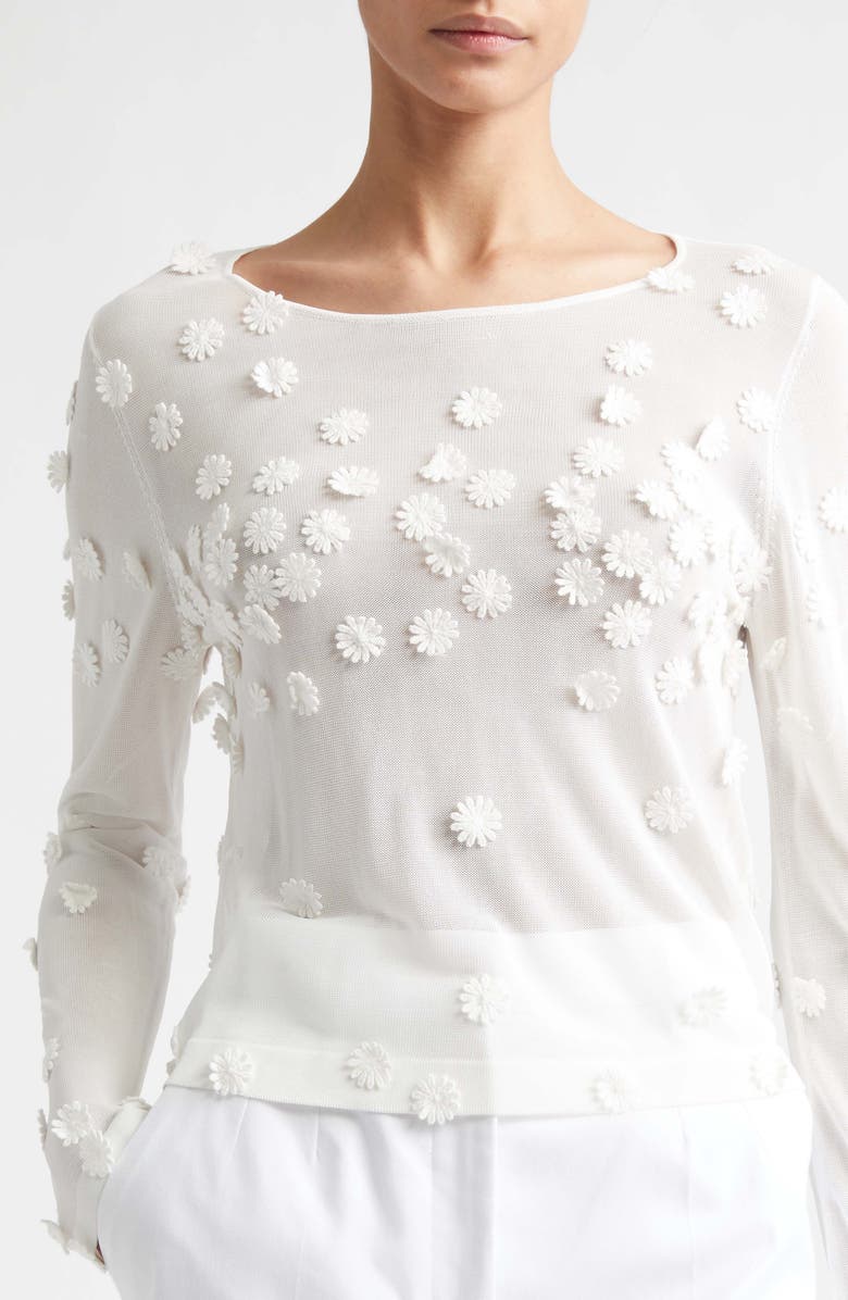Altuzarra Carter Flower Appliqué Sweater, Alternate, color, 000102 Ivory