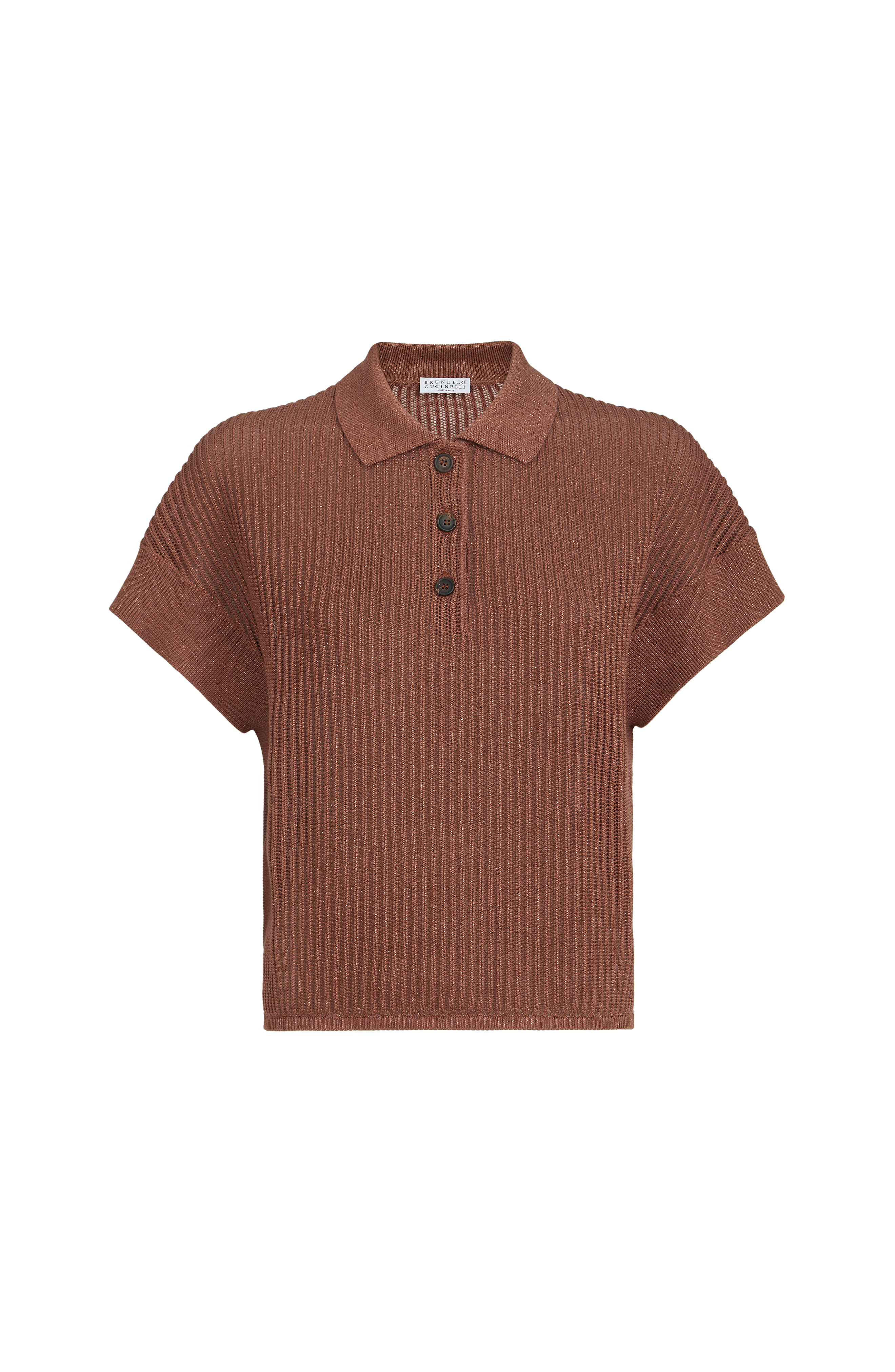 Ribbed net polo shirt - image 4