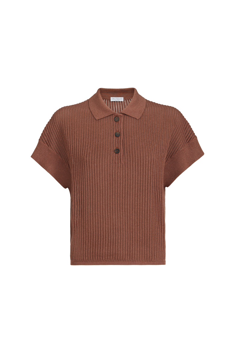 Ribbed net polo shirt, Alternate, color, Red