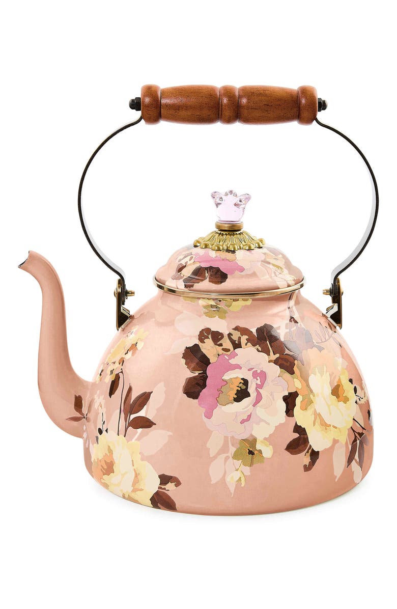 MACKENZIE CHILDS Wild Rose Mauve 3-Quart Tea Kettle, Main, color, Mauve