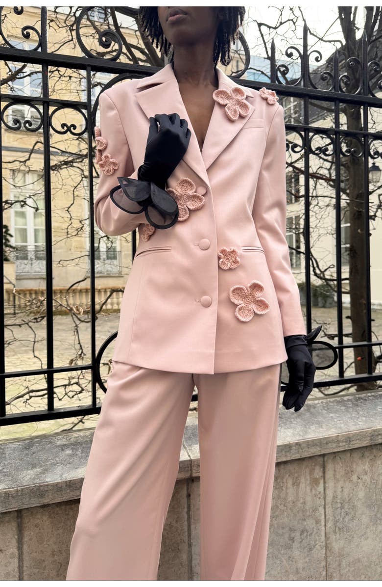 Malva Florea High-waisted Loose-fitting Pants in Powder, Alternate, color, Powder