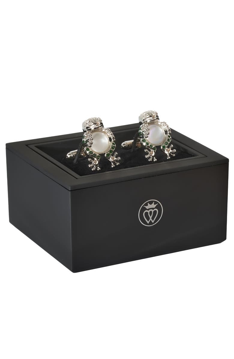 Prince of Scots Crystal Frog Prince Cufflinks, Alternate, color, Green