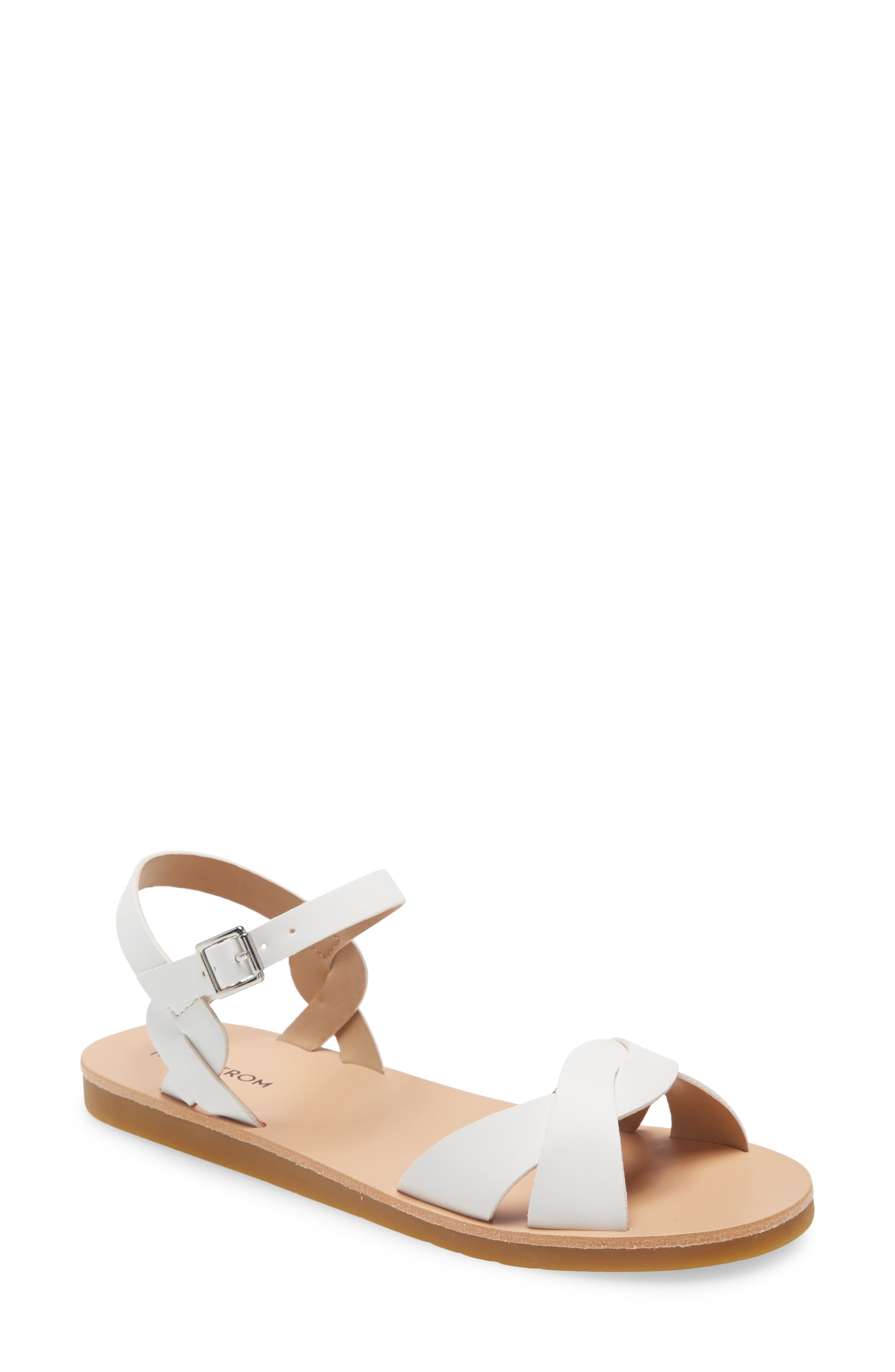 Sadee Flat Sandal, Main, color, WHITE