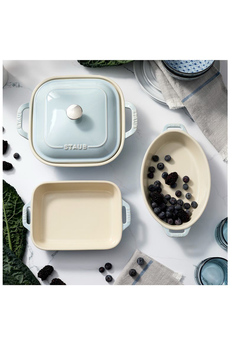 4-Piece Ceramic Baking Dish Set, Alternate, color, LIGHT BLUE
