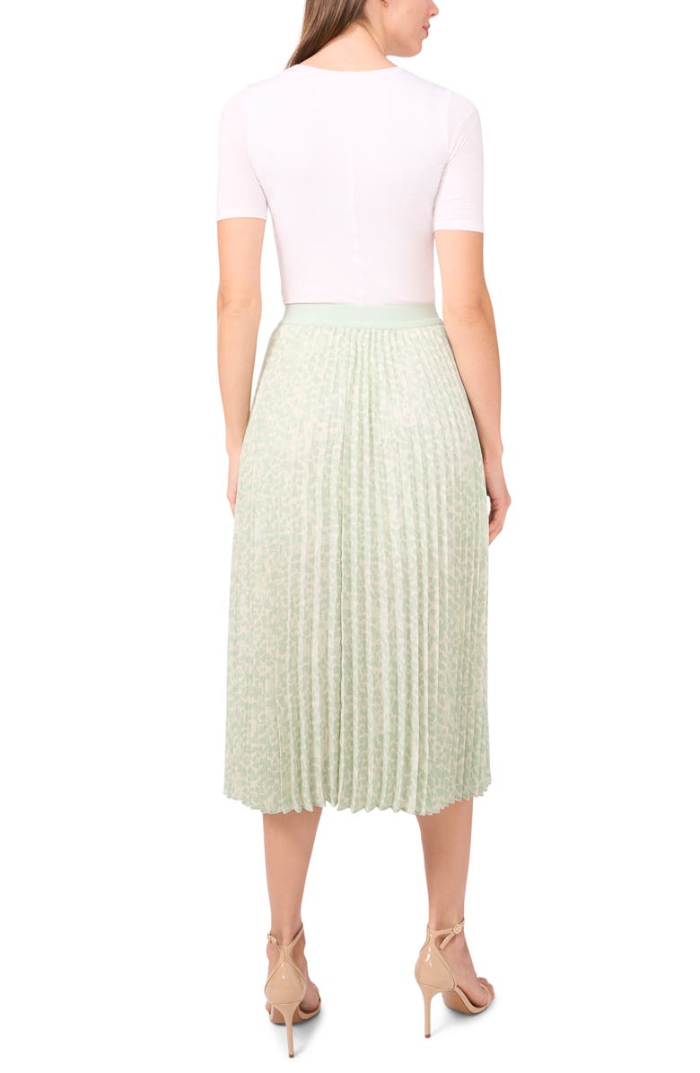 Halogen<sup>®</sup> Geo Print Pleated Slit Hem Midi Skirt, Alternate, color, Mint Creme