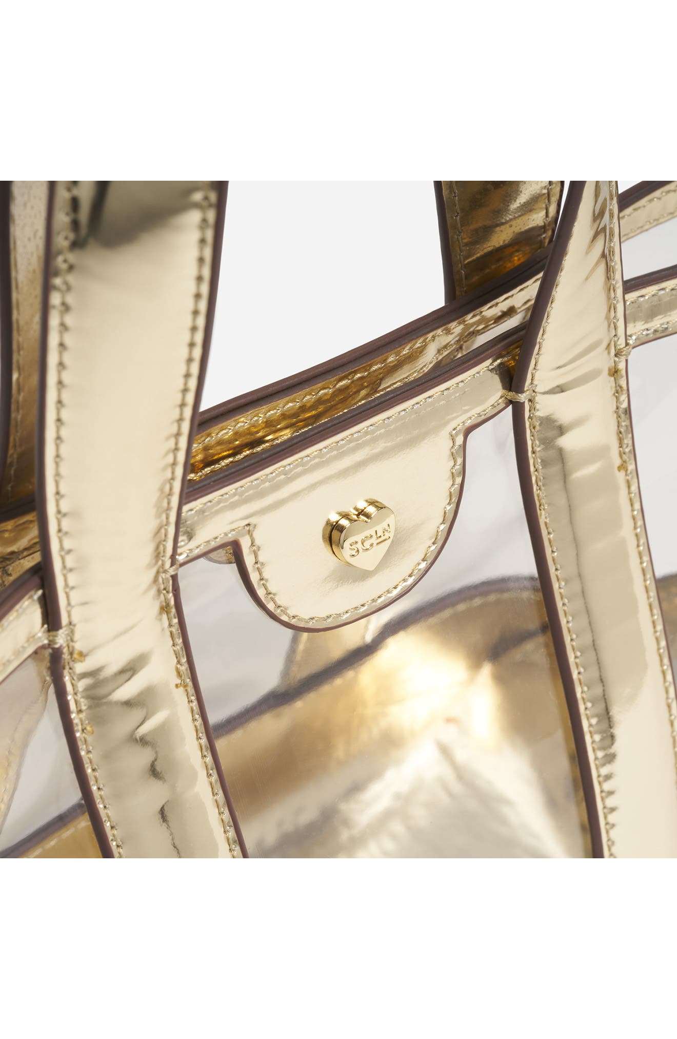 Stoney Clover Lane Mini Metallic Clear Vinyl Tote, Alternate, color, Gold Metallic