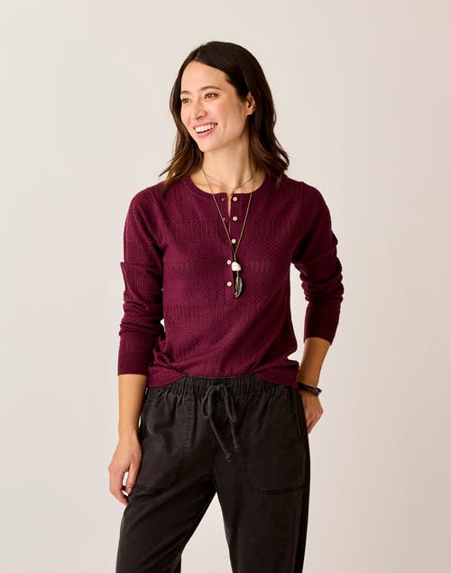Cave Designs Amara Pointelle Sweater In Burgundy