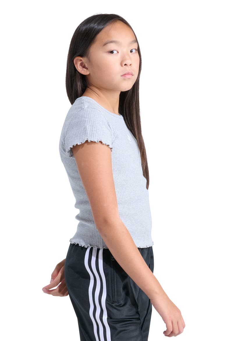 Kids' Lettuce Edge Cotton Rib T-Shirt, Alternate, color, GRY HEATHR