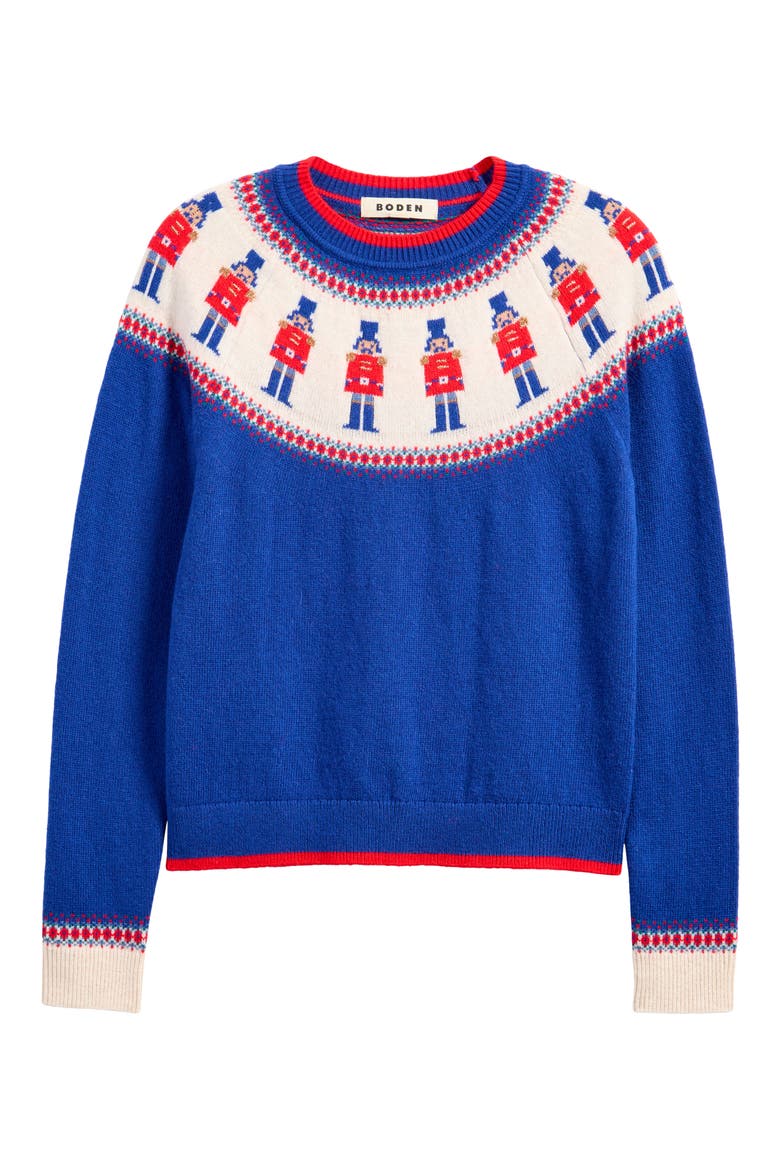 Edie Holiday Fair Isle Sweater, Alternate, color, NAVY SOLDIERS