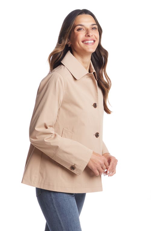 Gallery Button Front Water Resistant Raincoat In Tan