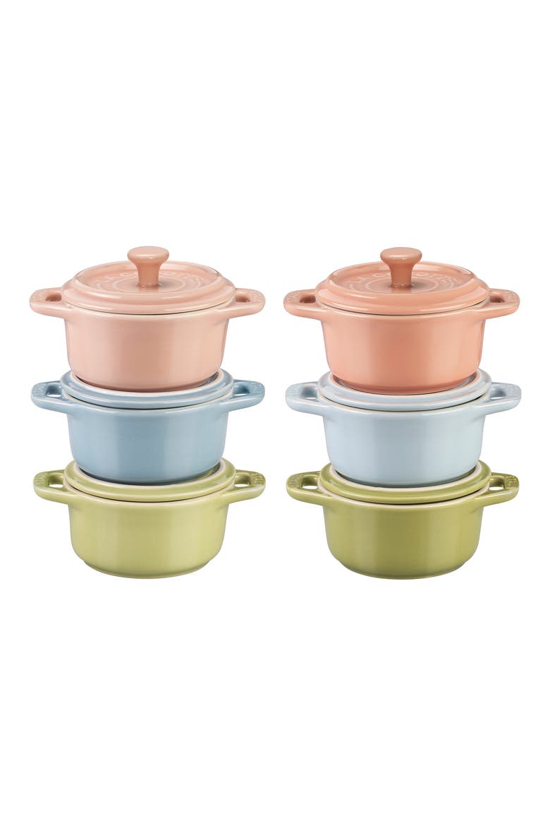 6-Piece Mini Ceramic Round Cocotte Set, Main, color, PASTEL
