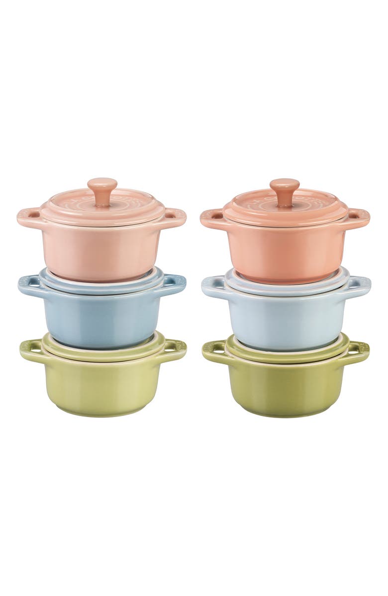 Staub 6-Piece Mini Ceramic Round Cocotte Set, Main, color, Pastel