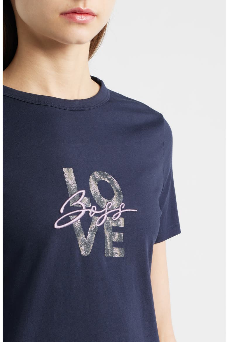 Logo Embroidered Cotton Graphic T-Shirt, Alternate, color, DARK BLUE