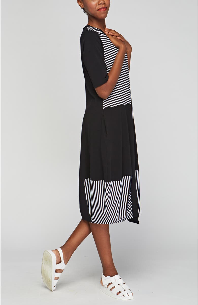LUUKAA Clarion Striped Viscose Jersey Dress, Alternate, color, Black Striped