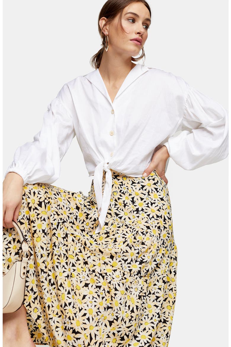 Daisy Tiered Midi Skirt, Alternate, color, YELLOW