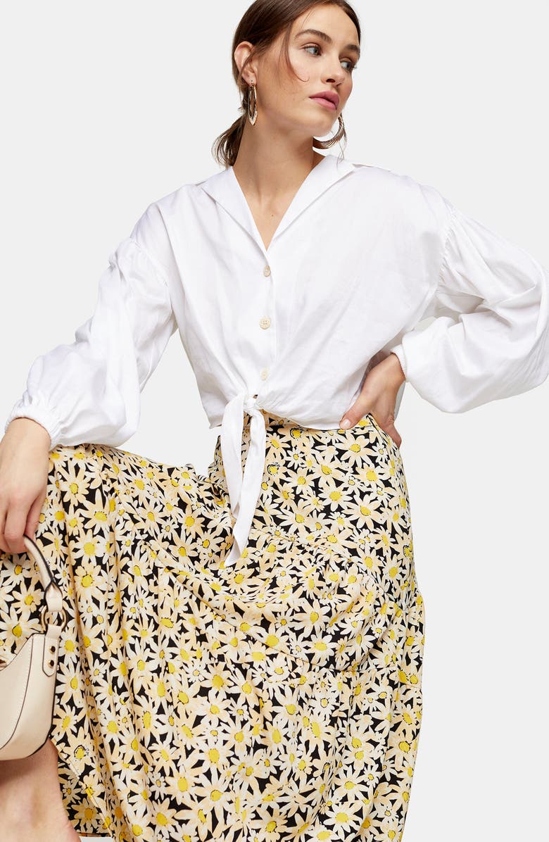 Topshop Daisy Tiered Midi Skirt, Alternate, color, 