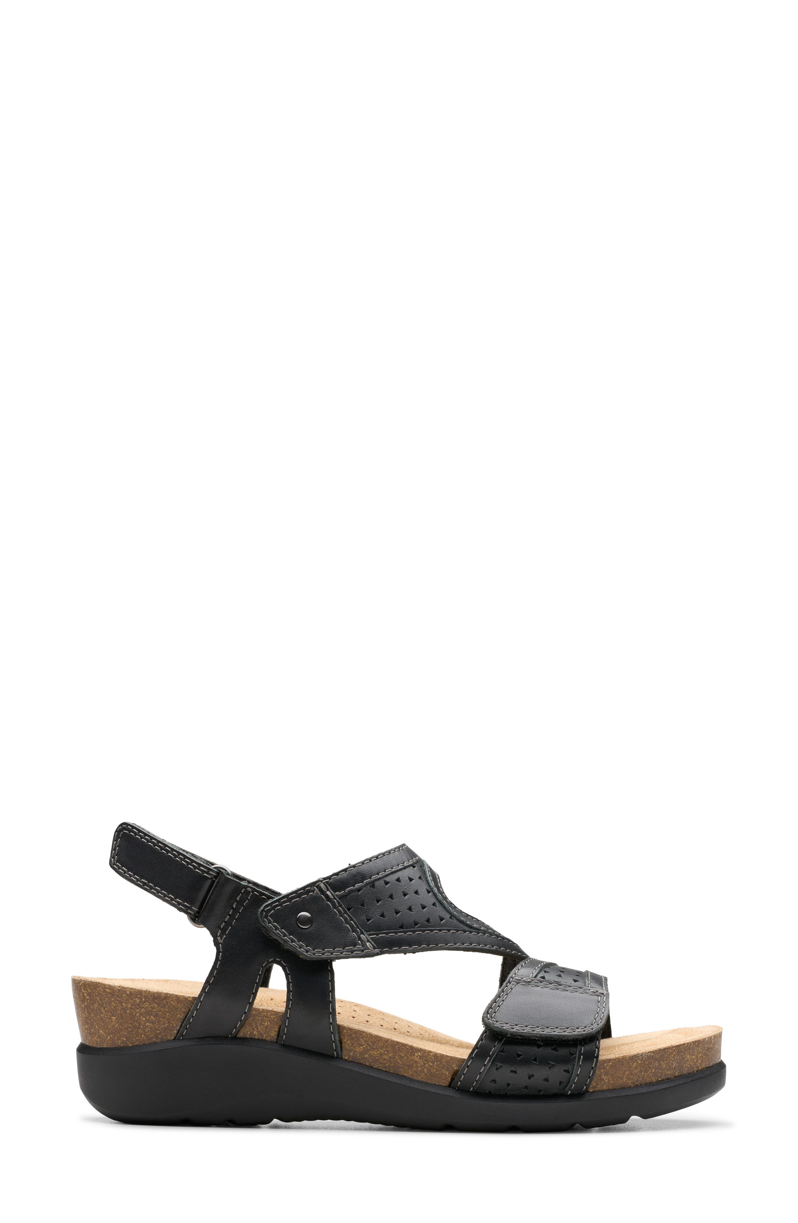 Clarks<sup>®</sup> Calenne Carmen Wedge Sandal, Alternate, color, Black Leather