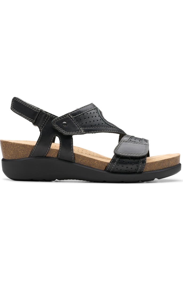 Clarks<sup>®</sup> Calenne Carmen Wedge Sandal, Alternate, color, Black Leather