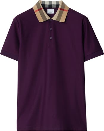 Burberry brit online men's new purple amesthyst check placket polo shirt size small