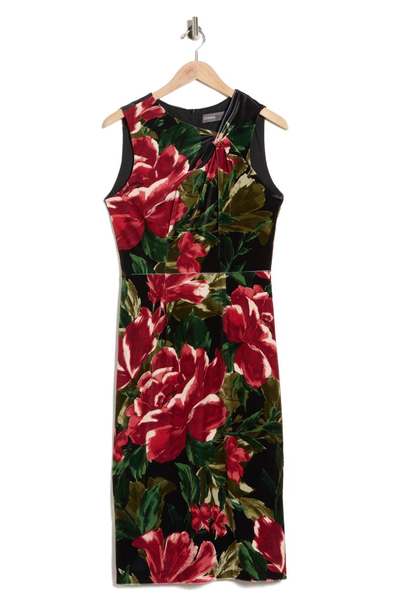 Julia Jordan Asymmetrical Neck Sheath Dress, Main, color, Black Multi