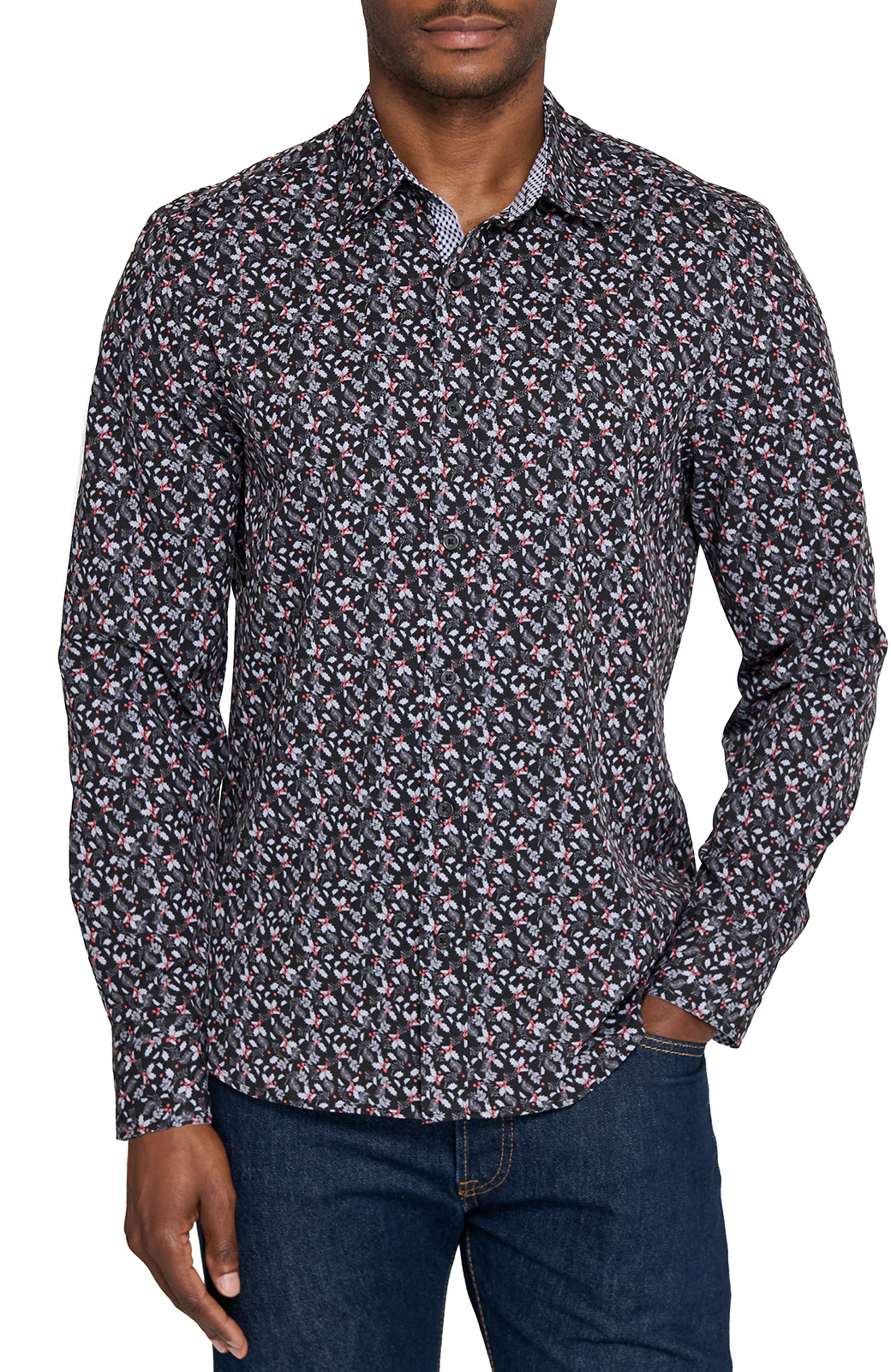 Berry Leaves Woven Long Sleeve Basic