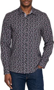 CONSTRUCT Berry Leaves Woven Long Sleeve Basic