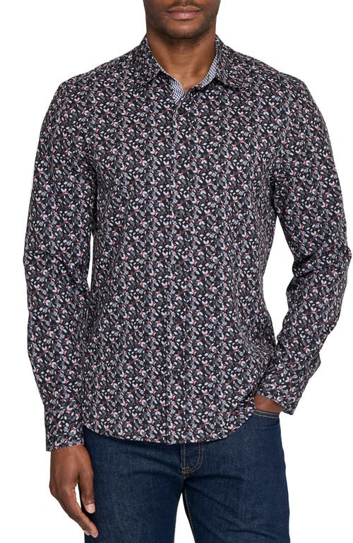 Construct Berry Leaves Woven Long Sleeve Basic In Animal Print