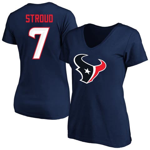 Women's C.J. Stroud Navy Houston Texans Plus Size Fair Catch Name & Number Scoop Neck T-Shirt