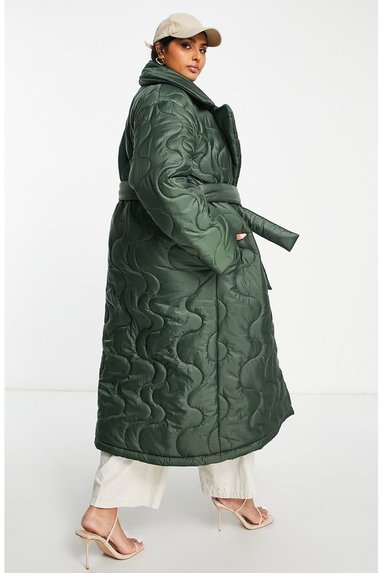 Curve Longline Quilted Jacket, Alternate, color, KHAKI