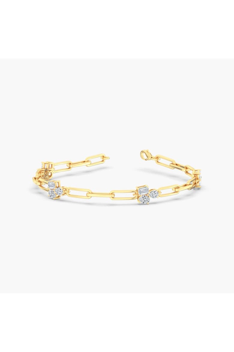 Multi Shape Cluster Paperclip Lab Diamond Bracelet in 14K, Alternate, color, Yellow Gold