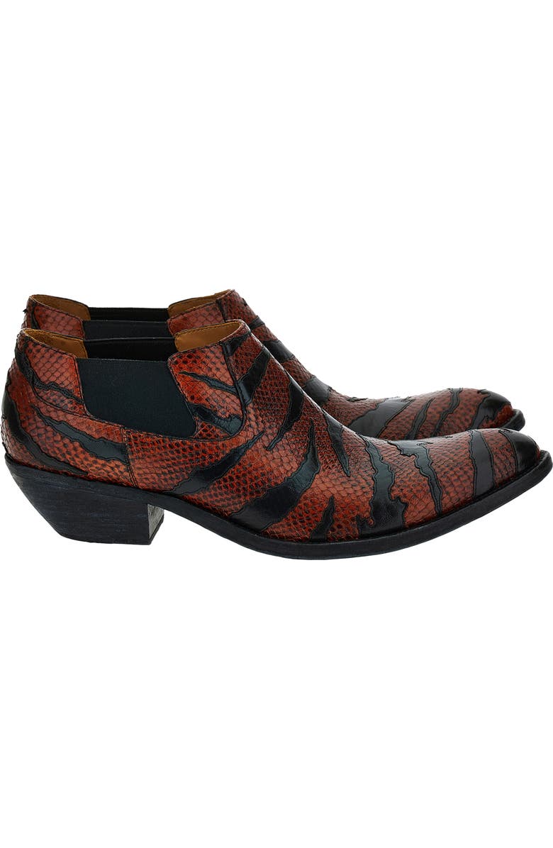 Versace First Line Tiger Python Embossed Texan Boot, Alternate, color, Rust
