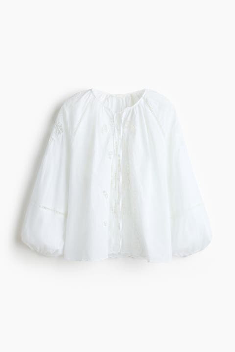 Broderie Anglaise Cotton Blouse