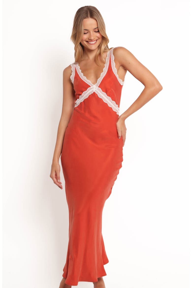 Andie Lace Trim Sleeveless Dress, Alternate, color, BLOOD ORANGE