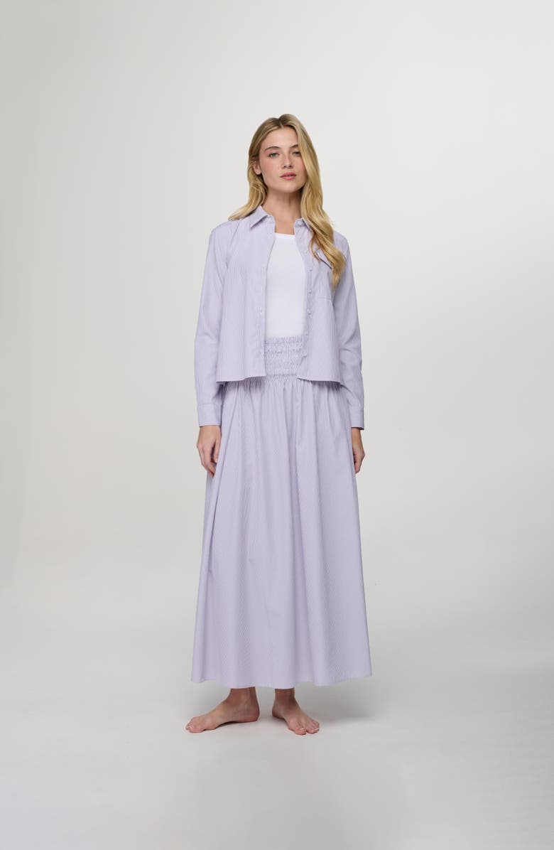 By Tess Collection Nessa Skirt, Main, color, Lavender Pinstripe