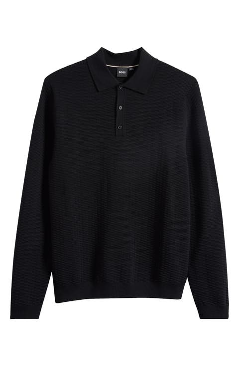 Diluigi Long Sleeve Virgin Wool Blend Polo Sweater