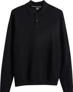 BOSS Diluigi Long Sleeve Virgin Wool Blend Polo Sweater