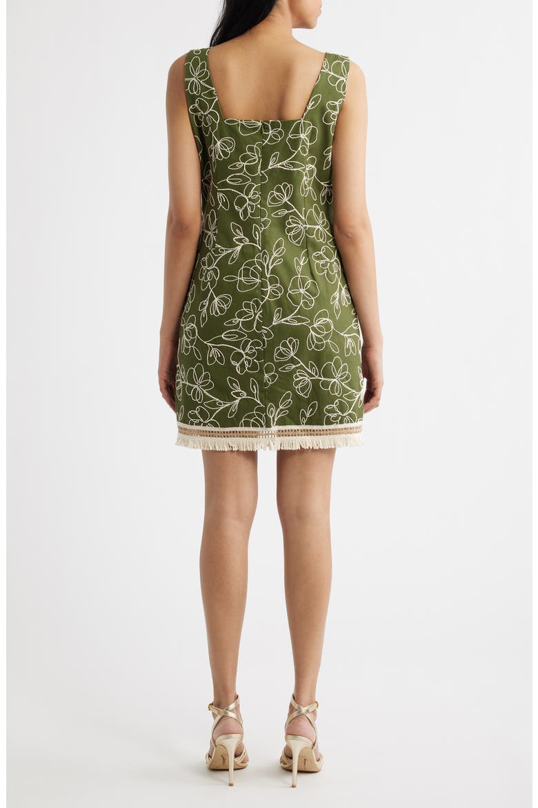 Floral Embroidered Sheath Minidress, Alternate, color, AGAVE