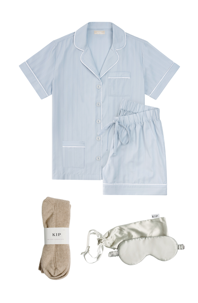 KIP Premium Cotton Short Pajama Gift Set, Main, color, Mist Blue