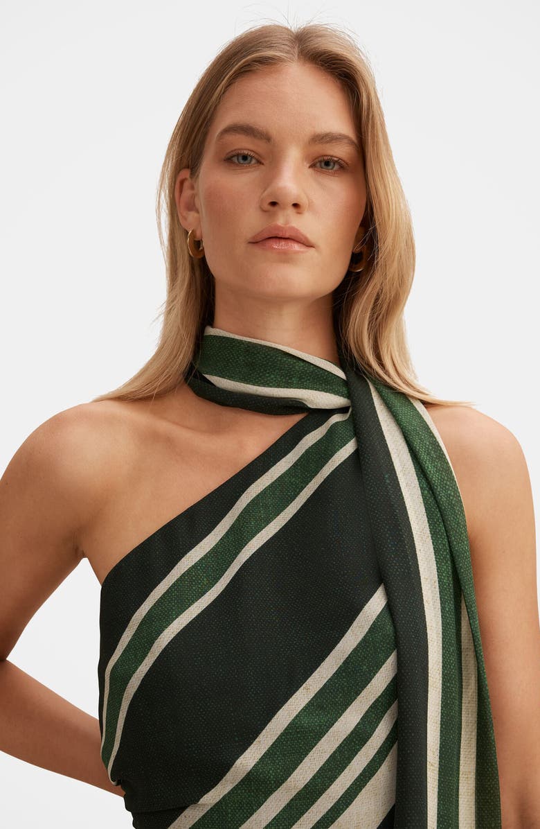 Ever New Trudy One-Shoulder Minidress, Alternate, color, Verde Stripe